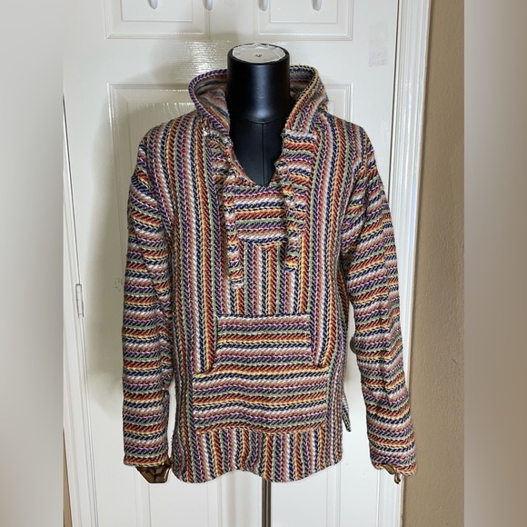 unbranded Other - Molina Mexican Baja Hoodie Hippie Surf Poncho Sweater Size Medium  Multicolor‍‍‍